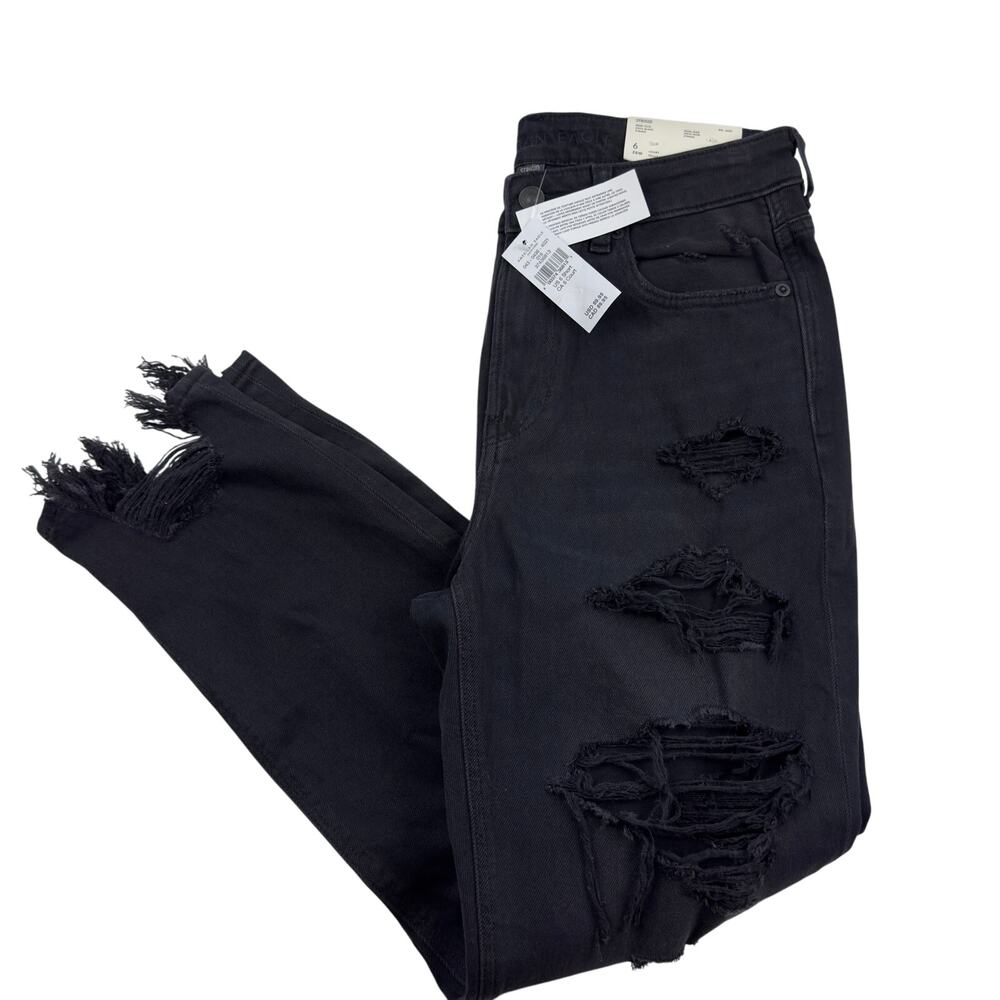 American Eagle Outfitters Distressed Black Wash Mom Jeans Women's Size 6 Short